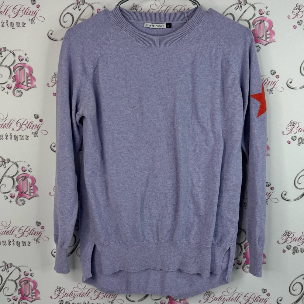Zaket & plover Purple Crewneck Sweater with Red Star by Bailey's Blossoms
